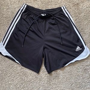 Black and white adidas shorts
